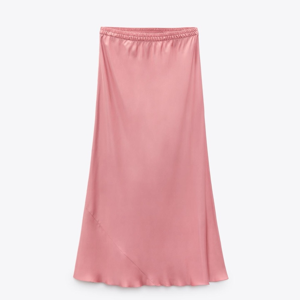 Elegant Pink Satin Skirt